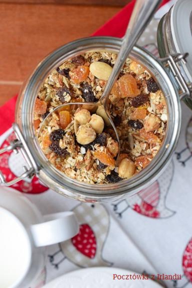 Zdjęcie - Domowa granola z morelami, orzechami laskowymi i pestkami słonecznika | U stóp Benbulbena - Przepisy kulinarne ze zdjęciami