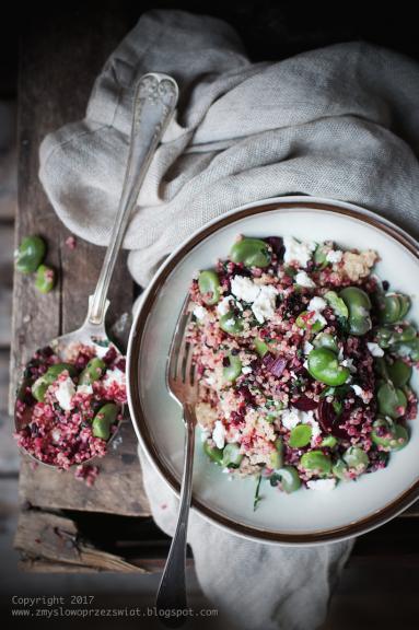 Zdjęcie - Letnia sałatka z quinoa, młodym bobem, botwinką. (Summer salad with quinoa, broad beans and  chard) - Przepisy kulinarne ze zdjęciami
