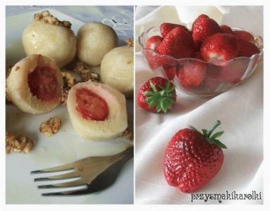 Zdjęcie - Knedle twarogowe z truskawkami - Przepisy kulinarne ze zdjęciami