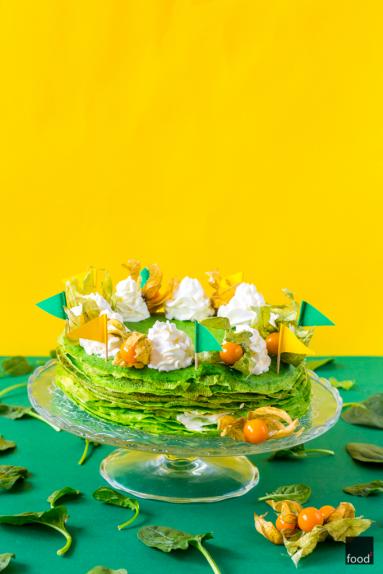 Zdjęcie - Szpinakowy tort naleśnikowy z cytrynowym kremem maślanym - Przepisy kulinarne ze zdjęciami