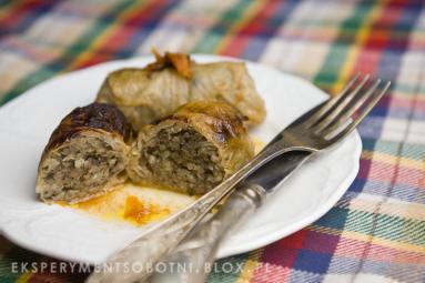 Zdjęcie - zapiekane gołąbki z mięsem, ryżem i grzybami - Eksperyment Sobotni:... - Przepisy kulinarne ze zdjęciami