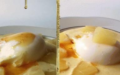 Zdjęcie - Jajka w koszulkach z karmelem, ananasem i sosem curry. - Przepisy kulinarne ze zdjęciami