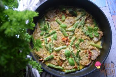Zdjęcie - Polędwiczki wieprzowe ze szparagami i suszonym pomidorem - Przepisy kulinarne ze zdjęciami