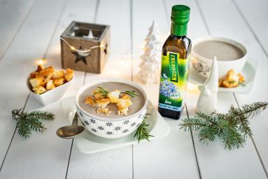 Zdjęcie - Siemieniotka z ziołowymi grzankami - Przepisy kulinarne ze zdjęciami