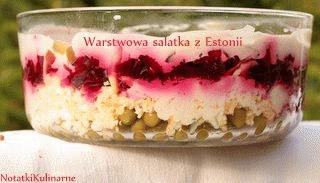 Zdjęcie - Estonia: Kihiline peedi-juustusalat - różowa sałatka 7-warstwowa - Przepisy kulinarne ze zdjęciami
