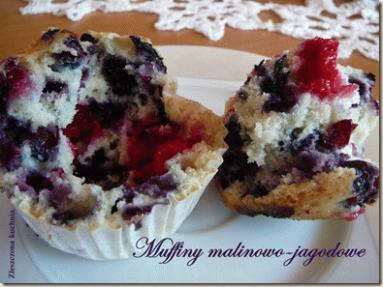 Zdjęcie - Beztłuszczowe muffiny malinowo-jagodowe - Przepisy kulinarne ze zdjęciami