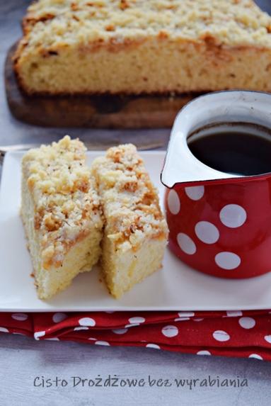 Zdjęcie - Ciasto drożdżowe z jabłkami bez wyrabiania - Przepisy kulinarne ze zdjęciami