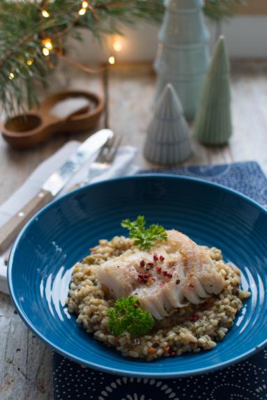 Zdjęcie - Świąteczny dorsz na grzybowym kaszotto - Przepisy kulinarne ze zdjęciami