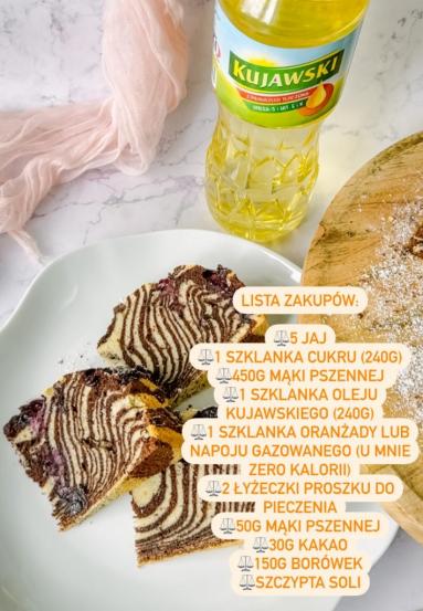 Zdjęcie - Ciasto zebra z borówkami i oranżadą - Przepisy kulinarne ze zdjęciami