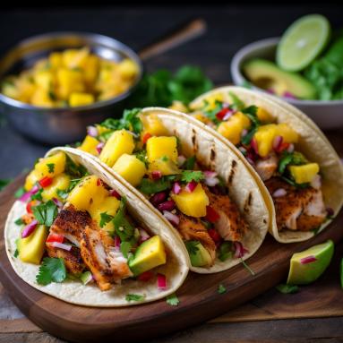 Zdjęcie - Tacos z kurczakiem i salsą z mango i awokado - Przepisy kulinarne ze zdjęciami