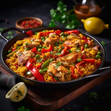 Zdjęcie - Paella z kurczakiem i warzywami: jak przyrządzić hiszpański klasyk w domu - Przepisy kulinarne ze zdjęciami