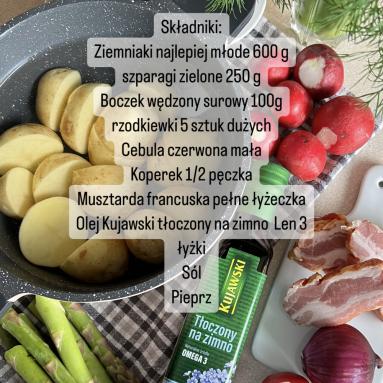Zdjęcie - Sałatka ziemniaczana ze szparagami i boczkiem - Przepisy kulinarne ze zdjęciami