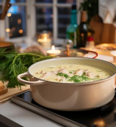 Zdjęcie - Kremowa zupa rybna z grzankami na Wigilię - Przepisy kulinarne ze zdjęciami