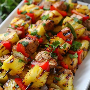 Zdjęcie - Szaszłyki z indyka z ananasem – idealne połączenie słodko-pikantnych smaków na grilla - Przepisy kulinarne ze zdjęciami