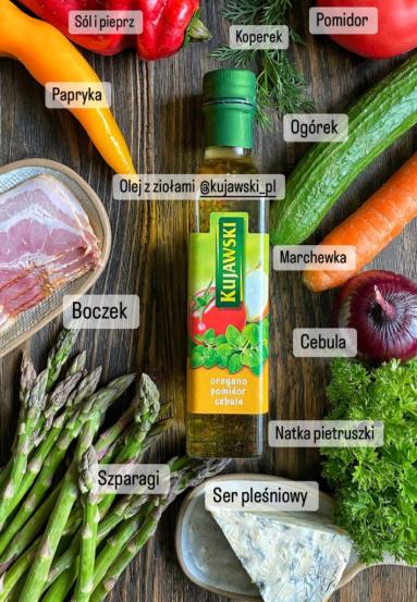 Zdjęcie - Szparagi z boczkiem i serem pleśniowym - Przepisy kulinarne ze zdjęciami