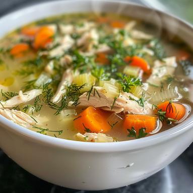 Zdjęcie - Zupa koperkowa z kurczakiem - Przepisy kulinarne ze zdjęciami