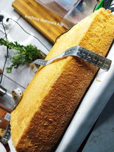 Zdjęcie - Duży biszkopt z 8 jaj bez proszku do pieczenia z masą budyniową z żółtkami i kaszą manną - Przepisy kulinarne ze zdjęciami