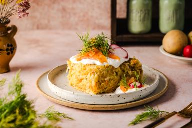 Zdjęcie - Babka ziemniaczana z łososiem i tofu - Przepisy kulinarne ze zdjęciami
