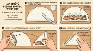 Zdjęcie - Tr&oacute;jkątne kieszonki z tortilli z łososiem - Przepisy kulinarne ze zdjęciami