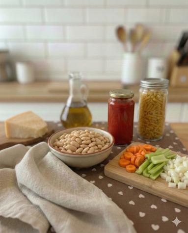 Zdjęcie - Makaron z fasolą /Pasta e fagioli - Przepisy kulinarne ze zdjęciami