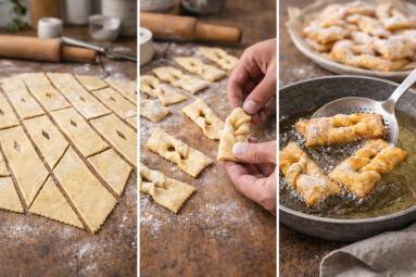 Zdjęcie - Faworki z serka mascarpone - Przepisy kulinarne ze zdjęciami