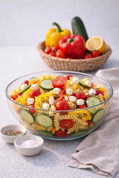 Zdjęcie - Sałatka z makaronem i warzywami - Przepisy kulinarne ze zdjęciami