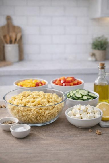 Zdjęcie - Sałatka z makaronem i warzywami - Przepisy kulinarne ze zdjęciami