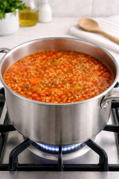 Zdjęcie - Zupa pomidorowa z  soczewicą i kaszą jaglaną - Przepisy kulinarne ze zdjęciami