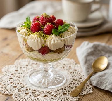 Zdjęcie - Pistacjowe tiramisu z malinami – - Przepisy kulinarne ze zdjęciami
