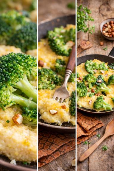 Zdjęcie - Polenta z brokułem i orzechami - Przepisy kulinarne ze zdjęciami