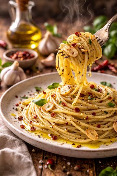 Zdjęcie - Spaghetti aglio , olio i peperonccino - Przepisy kulinarne ze zdjęciami