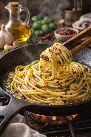 Zdjęcie - Spaghetti aglio , olio i peperonccino - Przepisy kulinarne ze zdjęciami