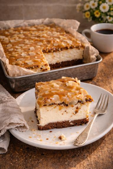 Zdjęcie - Sernik z kajmakiem na dużą blachę - Przepisy kulinarne ze zdjęciami