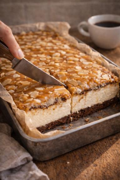 Zdjęcie - Sernik z kajmakiem na dużą blachę - Przepisy kulinarne ze zdjęciami