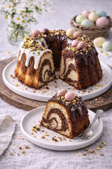 Zdjęcie - Babka marmurkowa z pistacjami - Przepisy kulinarne ze zdjęciami