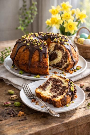 Zdjęcie - Babka marmurkowa z pistacjami - Przepisy kulinarne ze zdjęciami