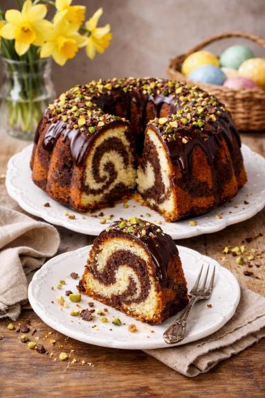 Zdjęcie - Babka marmurkowa z pistacjami - Przepisy kulinarne ze zdjęciami