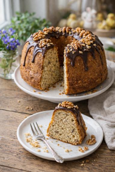 Zdjęcie - Babka Orzechowa z karmelem - Przepisy kulinarne ze zdjęciami