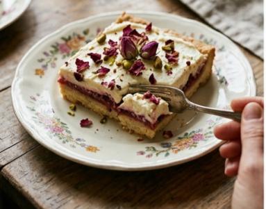 Zdjęcie - Mazurek r&oacute;żany z malinową nutą - Przepisy kulinarne ze zdjęciami