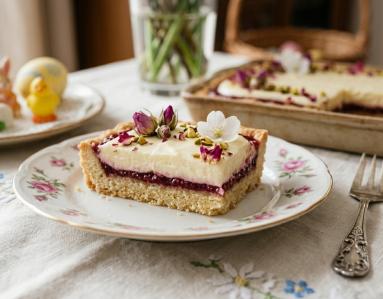 Zdjęcie - Mazurek r&oacute;żany z malinową nutą - Przepisy kulinarne ze zdjęciami