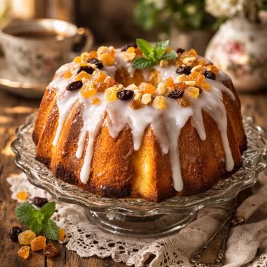 Zdjęcie: Babka drożdżowa z lukrem i nutą pomarańczy Zdjęcie - Babka drożdżowa z lukrem i nutą pomarańczy - Przepisy kulinarne ze zdjęciami