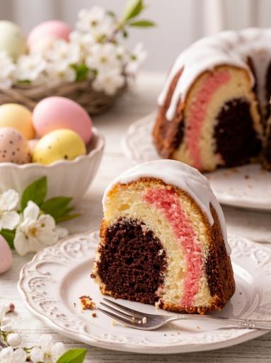 Zdjęcie - Babka  "Trzy Kolory" - Przepisy kulinarne ze zdjęciami