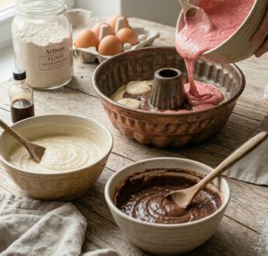 Zdjęcie - Babka  "Trzy Kolory" - Przepisy kulinarne ze zdjęciami