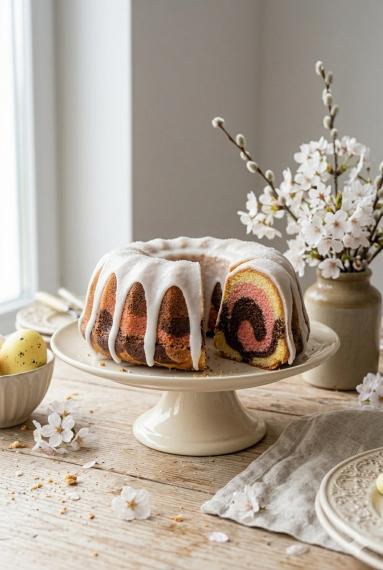 Zdjęcie - Babka  "Trzy Kolory" - Przepisy kulinarne ze zdjęciami