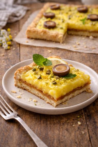 Zdjęcie - Mazurek cytrynowy z kajmakiem - Przepisy kulinarne ze zdjęciami