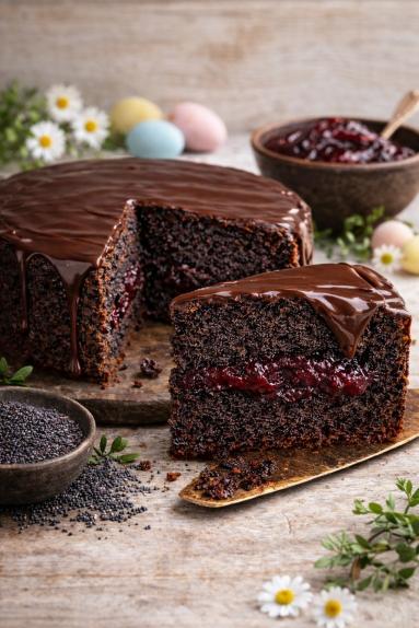 Zdjęcie - Babka makowa z powidłami - Przepisy kulinarne ze zdjęciami