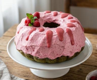 Zdjęcie - Kopia    Babka szpinakowa z kremem malinowym - Przepisy kulinarne ze zdjęciami