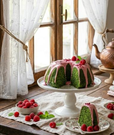 Zdjęcie - Kopia    Babka szpinakowa z kremem malinowym - Przepisy kulinarne ze zdjęciami