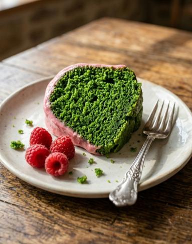 Zdjęcie - Kopia    Babka szpinakowa z kremem malinowym - Przepisy kulinarne ze zdjęciami