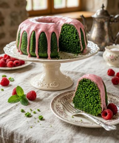 Zdjęcie - Kopia    Babka szpinakowa z kremem malinowym - Przepisy kulinarne ze zdjęciami